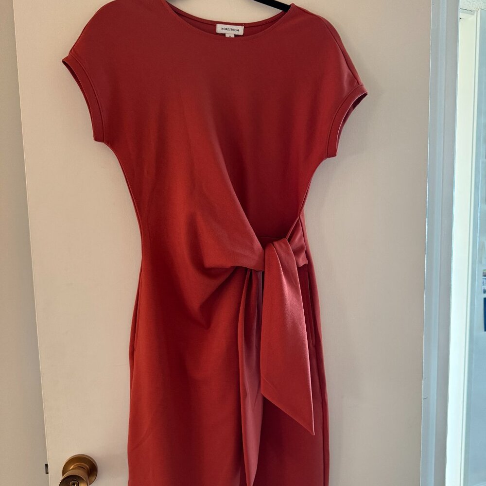 Nordstrom Tie Waist Midi Dress XS – Burgundy Red